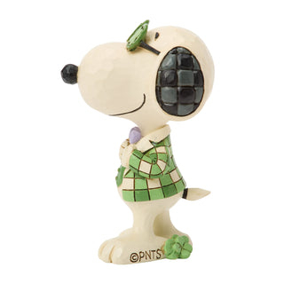 Jim Shore Peanuts: Snoopy In Plaid With Shamrock Glasses Miniature Figurine sparkle-castle