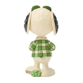Jim Shore Peanuts: Snoopy In Plaid With Shamrock Glasses Miniature Figurine sparkle-castle