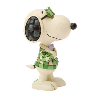 Jim Shore Peanuts: Snoopy In Plaid With Shamrock Glasses Miniature Figurine sparkle-castle