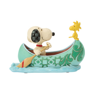 Jim Shore Peanuts: Snoopy & Woodstock In Canoe Figurine sparkle-castle