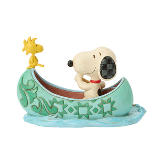 Jim Shore Peanuts: Snoopy & Woodstock In Canoe Figurine sparkle-castle