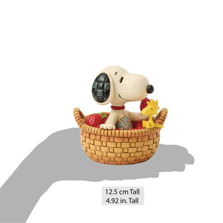 Jim Shore Peanuts: Snoopy & Woodstock in Strawberry Basket Figurine sparkle-castle