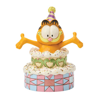 Jim Shore Garfield: Garfield Popping Out of Cake Figurine