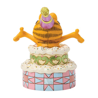 Jim Shore Garfield: Garfield Popping Out of Cake Figurine