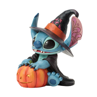 Jim Shore Disney Traditions: Stitch Witch With Jack-O-Lantern Figurine sparkle-castle