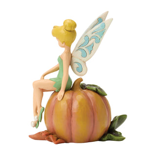 Jim Shore Disney Traditions: Tinker Bell Sitting on Pumpkin Figurine sparkle-castle