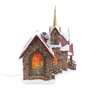 Department 56 Original Snow Village: 50th Chapel Of Abundant Grace sparkle-castle