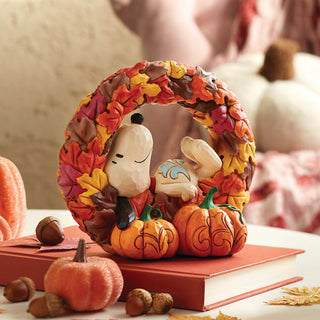 Jim Shore Peanuts: Snoopy On Fall Wreath Figurine sparkle-castle