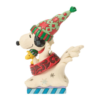 Jim Shore Peanuts: Snoopy & Woodstock In A Dog Bowl Sled Figurine sparkle-castle