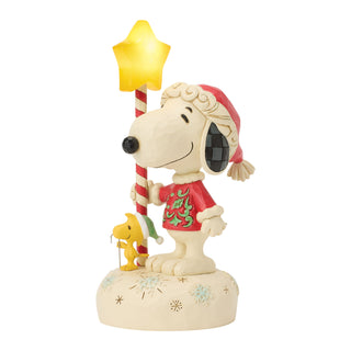 Jim Shore Peanuts: Snoopy With Light Up Star Staff Figurine sparkle-castle