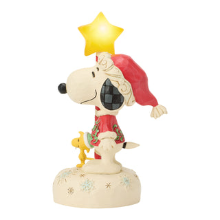 Jim Shore Peanuts: Snoopy With Light Up Star Staff Figurine sparkle-castle
