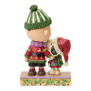 Jim Shore Peanuts: Snoopy & Charlie In Christmas Sweaters Figurine sparkle-castle