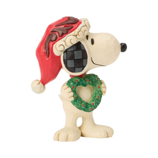 Jim Shore Peanuts: Snoopy with Heart Wreath Miniature Figurine sparkle-castle