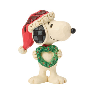 Jim Shore Peanuts: Snoopy with Heart Wreath Miniature Figurine sparkle-castle