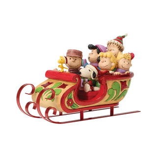 Jim Shore Peanuts: Snoopy and Friends in Sleigh Figurine sparkle-castle