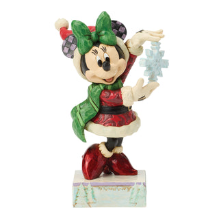 Jim Shore Disney Traditions: Minnie Mouse With Snowflake Figurine sparkle-castle