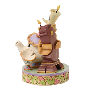 Jim Shore Disney Traditions: Lumiere, Mrs. Potts, Cogsworth & Chip Figurine sparkle-castle