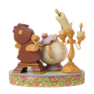 Jim Shore Disney Traditions: Lumiere, Mrs. Potts, Cogsworth & Chip Figurine sparkle-castle