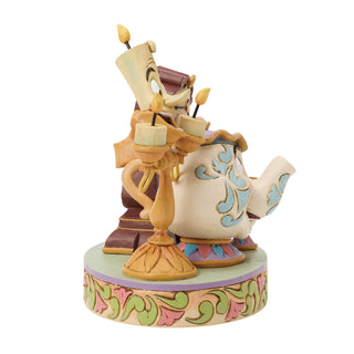 Jim Shore Disney Traditions: Lumiere, Mrs. Potts, Cogsworth & Chip Figurine sparkle-castle