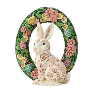 Jim Shore Heartwood Creek: Floral Bunny Wreath Figurine