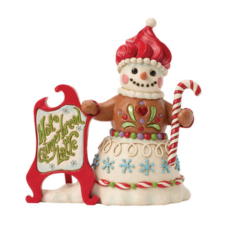 Jim Shore Heartwood Creek: Gingerbread Christmas Snowman With Sign Figurine sparkle-castle