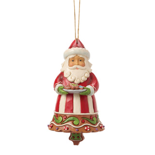 Jim Shore Heartwood Creek: Gingerbread Christmas Santa Bell Hanging Ornament sparkle-castle