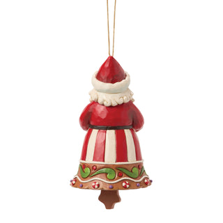Jim Shore Heartwood Creek: Gingerbread Christmas Santa Bell Hanging Ornament sparkle-castle