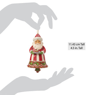 Jim Shore Heartwood Creek: Gingerbread Christmas Santa Bell Hanging Ornament sparkle-castle
