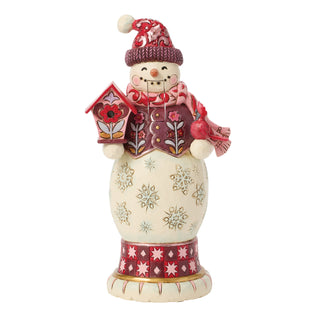 Jim Shore Heartwood Creek: Royal Traditions Red & Pink Snowman Nutcracker Figurine sparkle-castle