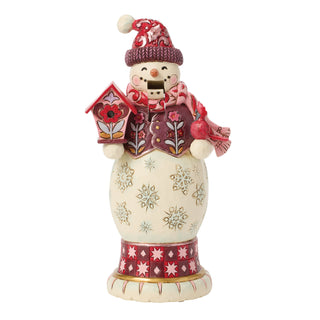 Jim Shore Heartwood Creek: Royal Traditions Red & Pink Snowman Nutcracker Figurine sparkle-castle