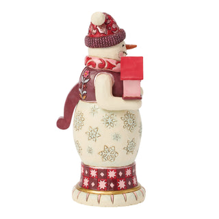 Jim Shore Heartwood Creek: Royal Traditions Red & Pink Snowman Nutcracker Figurine sparkle-castle