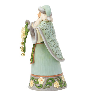Jim Shore Heartwood Creek: Opal & Moss Santa With White Poinsettia Garland Figurine sparkle-castle