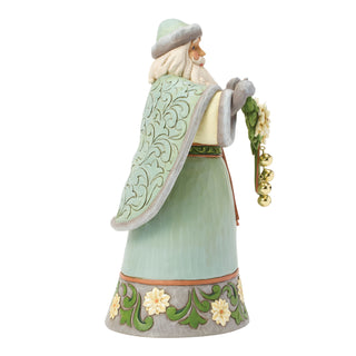 Jim Shore Heartwood Creek: Opal & Moss Santa With White Poinsettia Garland Figurine sparkle-castle