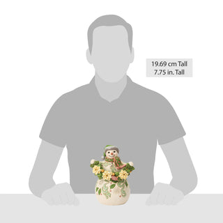 Jim Shore Heartwood Creek: Opal & Moss Snowman With White Poinsettia Garland Figurine sparkle-castle