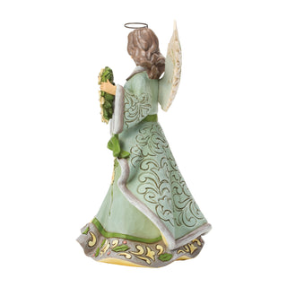 Jim Shore Heartwood Creek: Opal & Moss Angel With White Poinsettia Wreath Figurine sparkle-castle