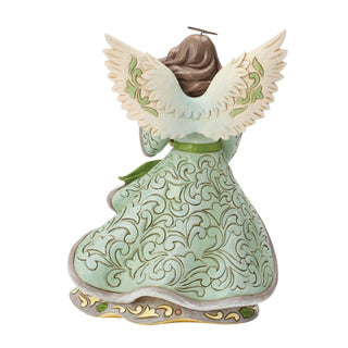 Jim Shore Heartwood Creek: Opal & Moss Angel With White Poinsettia Wreath Figurine sparkle-castle