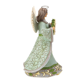 Jim Shore Heartwood Creek: Opal & Moss Angel With White Poinsettia Wreath Figurine sparkle-castle
