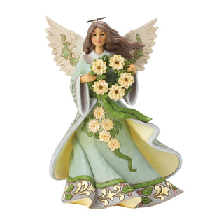 Jim Shore Heartwood Creek: Opal & Moss Angel With White Poinsettia Wreath Figurine sparkle-castle