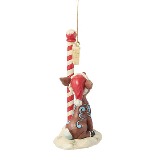 Jim Shore Rudolph Traditions: Rudolph by North Pole Sign Hanging Ornament sparkle-castle