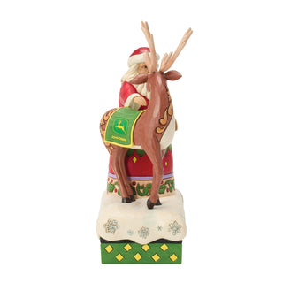 Jim Shore John Deere: Santa Petting Reindeer Wearing John Deere Blanket Figurine sparkle-castle