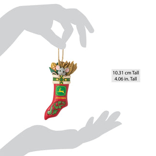 Jim Shore John Deere: Mouse In Christmas Stocking Hanging Ornament sparkle-castle