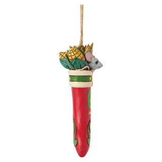 Jim Shore John Deere: Mouse In Christmas Stocking Hanging Ornament sparkle-castle