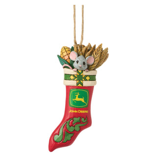 Jim Shore John Deere: Mouse In Christmas Stocking Hanging Ornament sparkle-castle