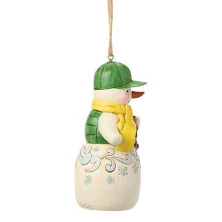 Jim Shore John Deere: Snowman Holding Wreath Hanging Ornament sparkle-castle
