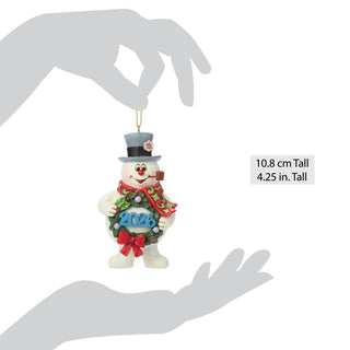 Jim Shore Frosty the Snowman: Dated 2026 Frosty Holding Wreath Hanging Ornament sparkle-castle