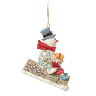Jim Shore Frosty the Snowman: Frosty & Karen Sledding Hanging Ornament sparkle-castle
