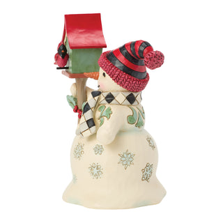 Jim Shore Heartwood Creek: Highland Glen Snowman With Birdhouse Figurine sparkle-castle
