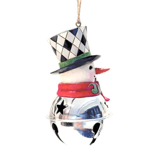 Jim Shore Heartwood Creek: Highland Glen Snowman On Jingle Bell Hanging Ornament sparkle-castle