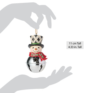 Jim Shore Heartwood Creek: Highland Glen Snowman On Jingle Bell Hanging Ornament sparkle-castle