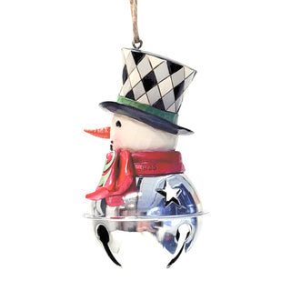Jim Shore Heartwood Creek: Highland Glen Snowman On Jingle Bell Hanging Ornament sparkle-castle